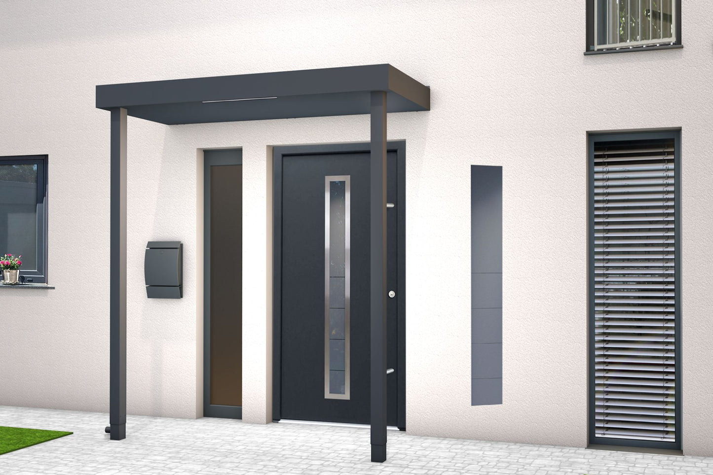 Pensilina Design Plus da 250 cm con doppio montante e led integrato