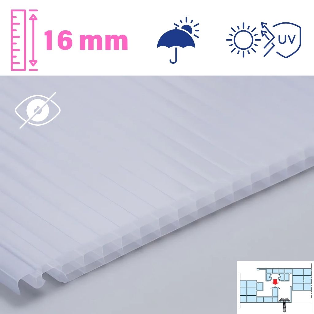 Policarbonato 16 mm alveolare bianco opale