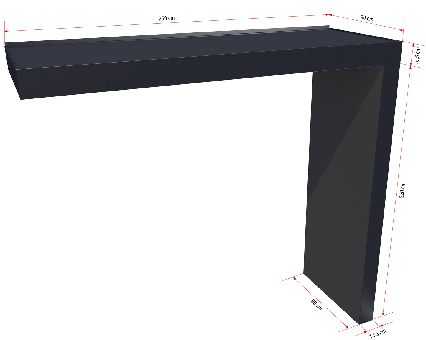 Pensilina LED Design Plus 250 cm - Finitura RAL Personalizzata