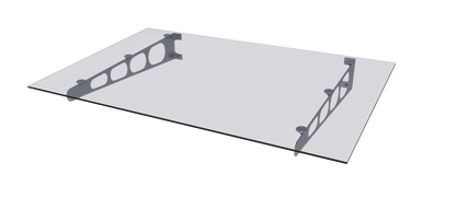 Pensilina in vetro con staffe inox da 140 cm