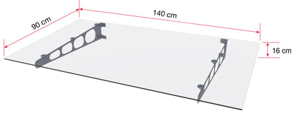 Pensilina in vetro con staffe inox da 140 cm