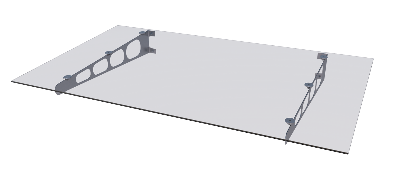 Pensilina in vetro con staffe inox da 160 cm