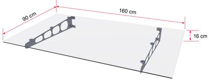Pensilina in vetro con staffe inox da 160 cm