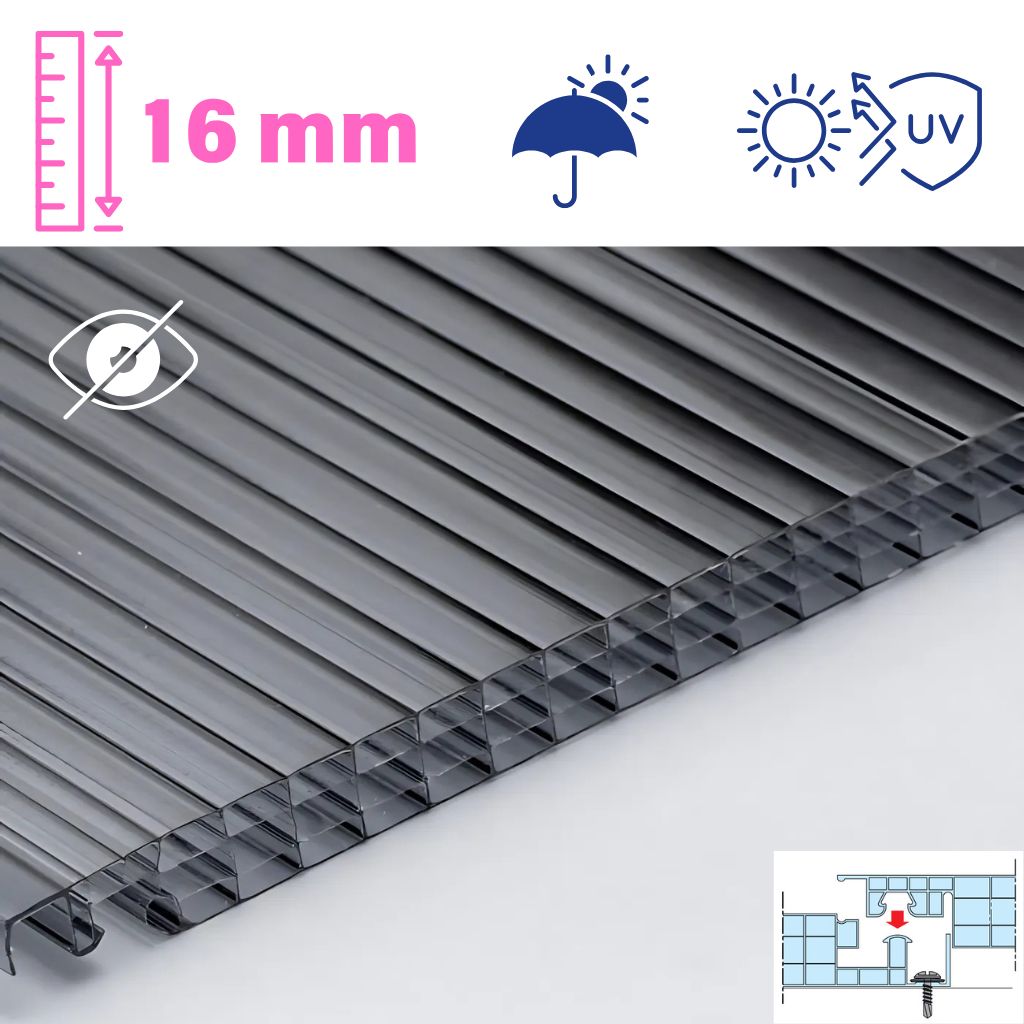 Copertura Easy in policarbonato fumé 16 mm