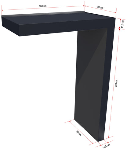 Misure pensilina Design Plus da 160 cm con pannello laterale