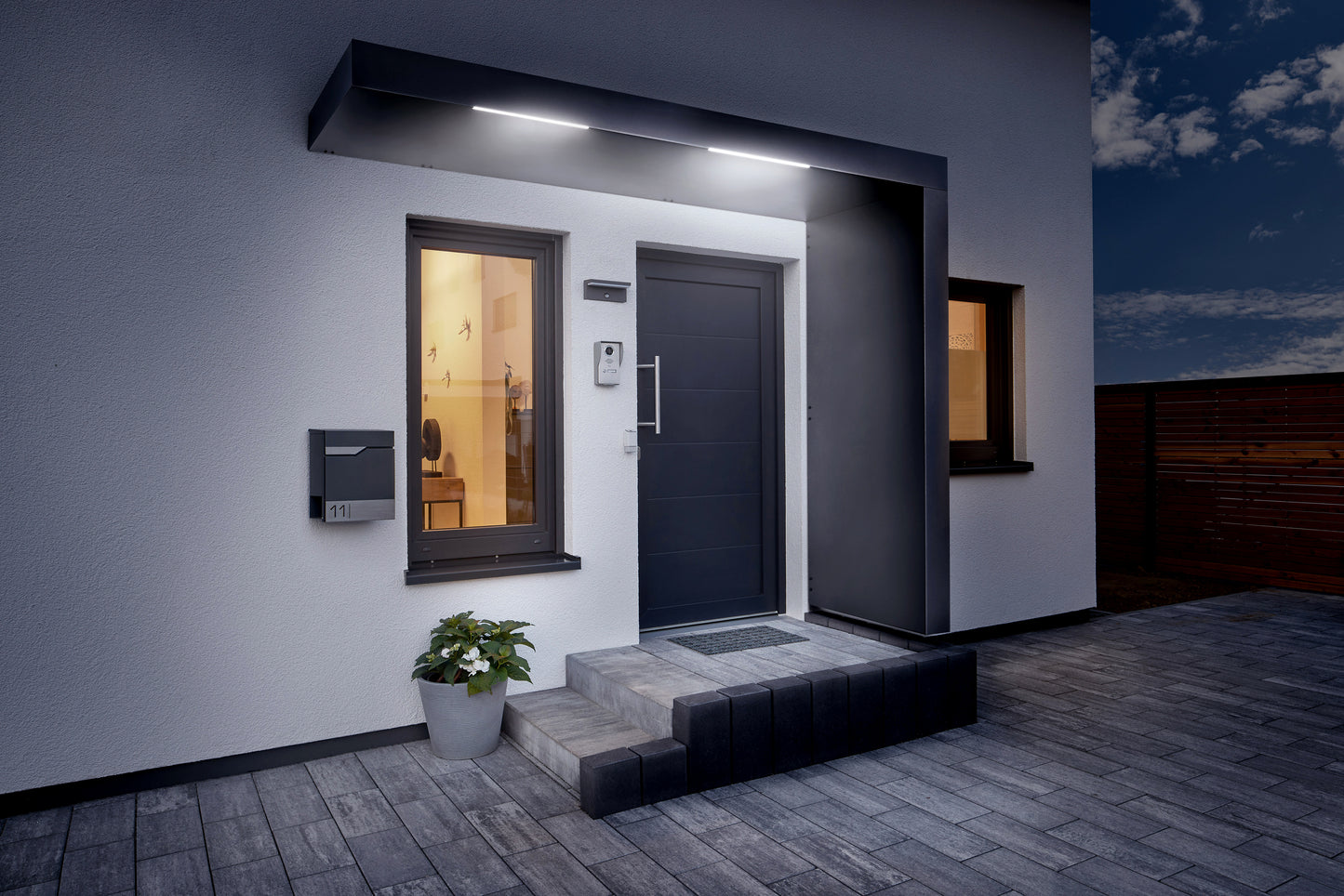 Pensilina Design Plus 250 cm con LED - Alluminio Antracite