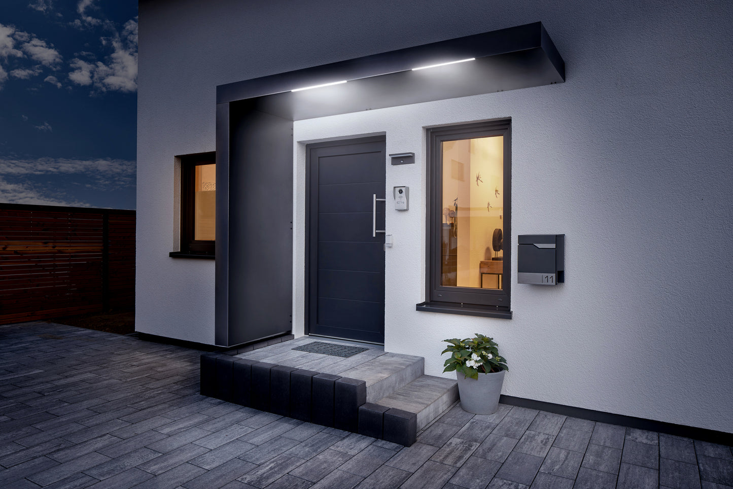 Pensilina Design Plus 250 cm con LED - Alluminio Antracite