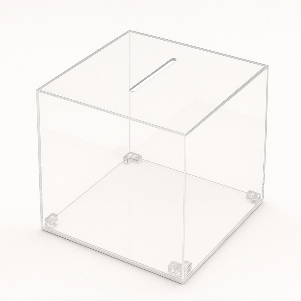 Urna in plexiglass trasparente con base bianca opaca