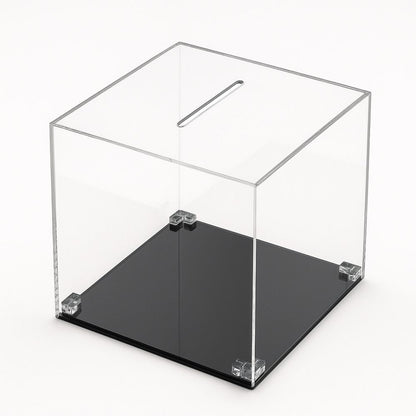 Urna in plexiglass trasparente con base nero opaco elegante