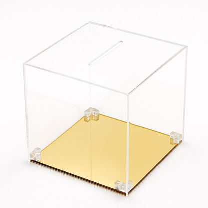 Urna in plexiglass trasparente con base oro lucida